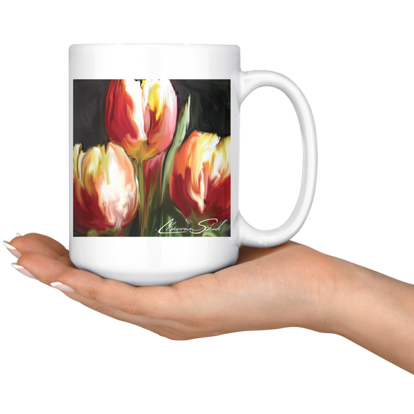 Ceramic Mug | Flower Series | Yellow and Red Tulips