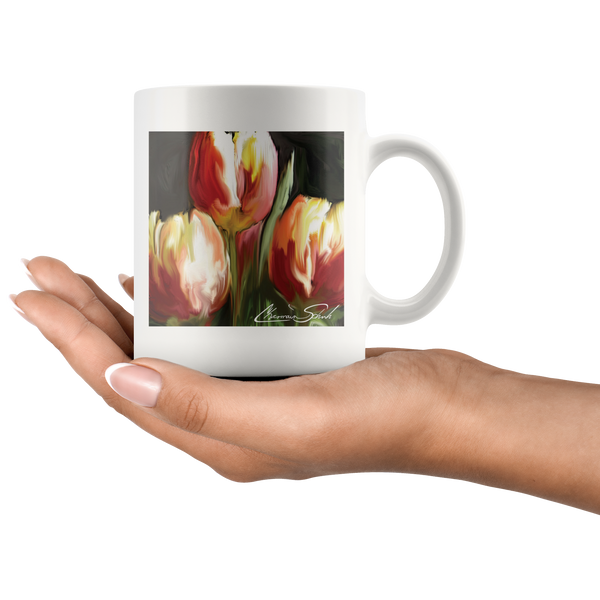 Ceramic Mug | Flower Series | Yellow and Red Tulips