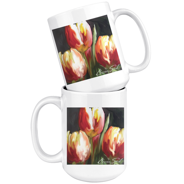 Ceramic Mug | Flower Series | Yellow and Red Tulips