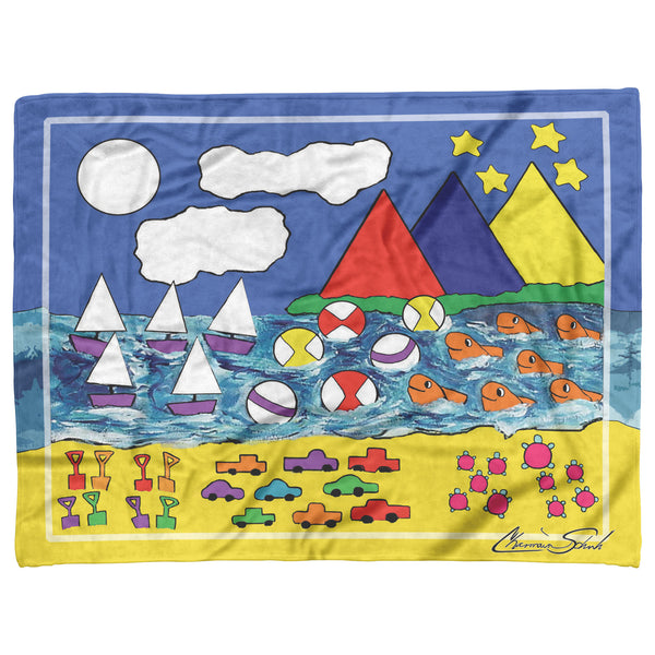 Children's Counting Fleece Blanket | Day at the Beach