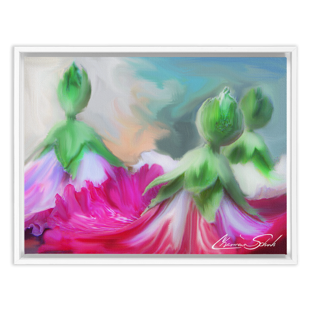 Framed Canvas Print | Hollyhock Dolls Series | Holle Twirls