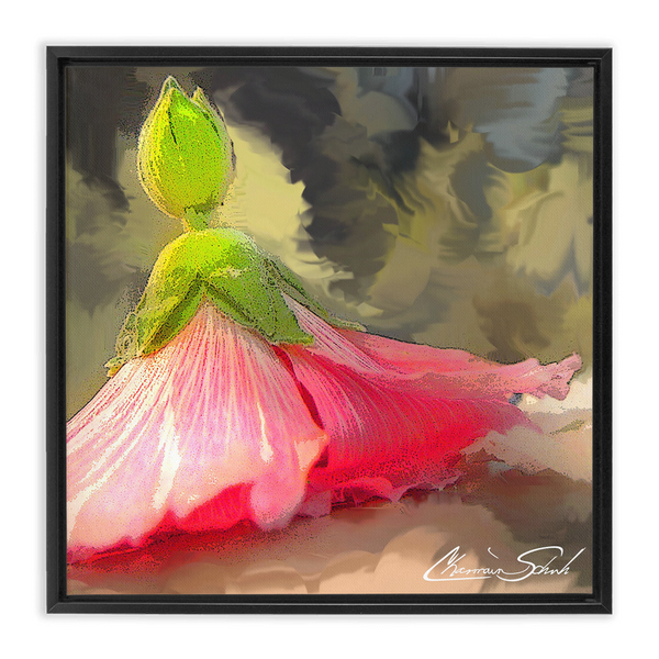 Framed Canvas Print | Hollyhock Dolls Series | Midsummer Bowing