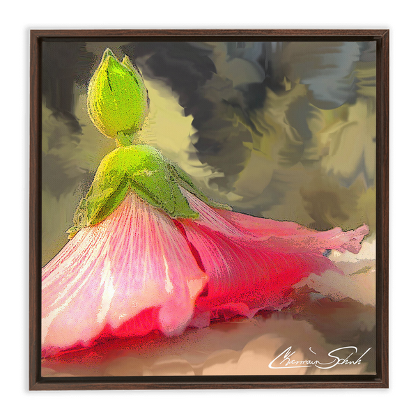 Framed Canvas Print | Hollyhock Dolls Series | Midsummer Bowing