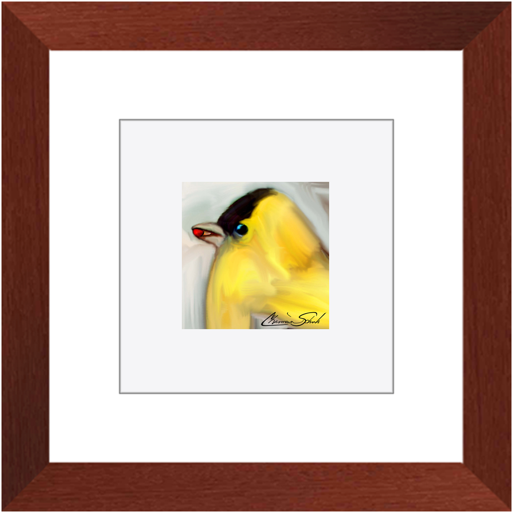 Framed Print | Bird Series | Goldfinch with Berry