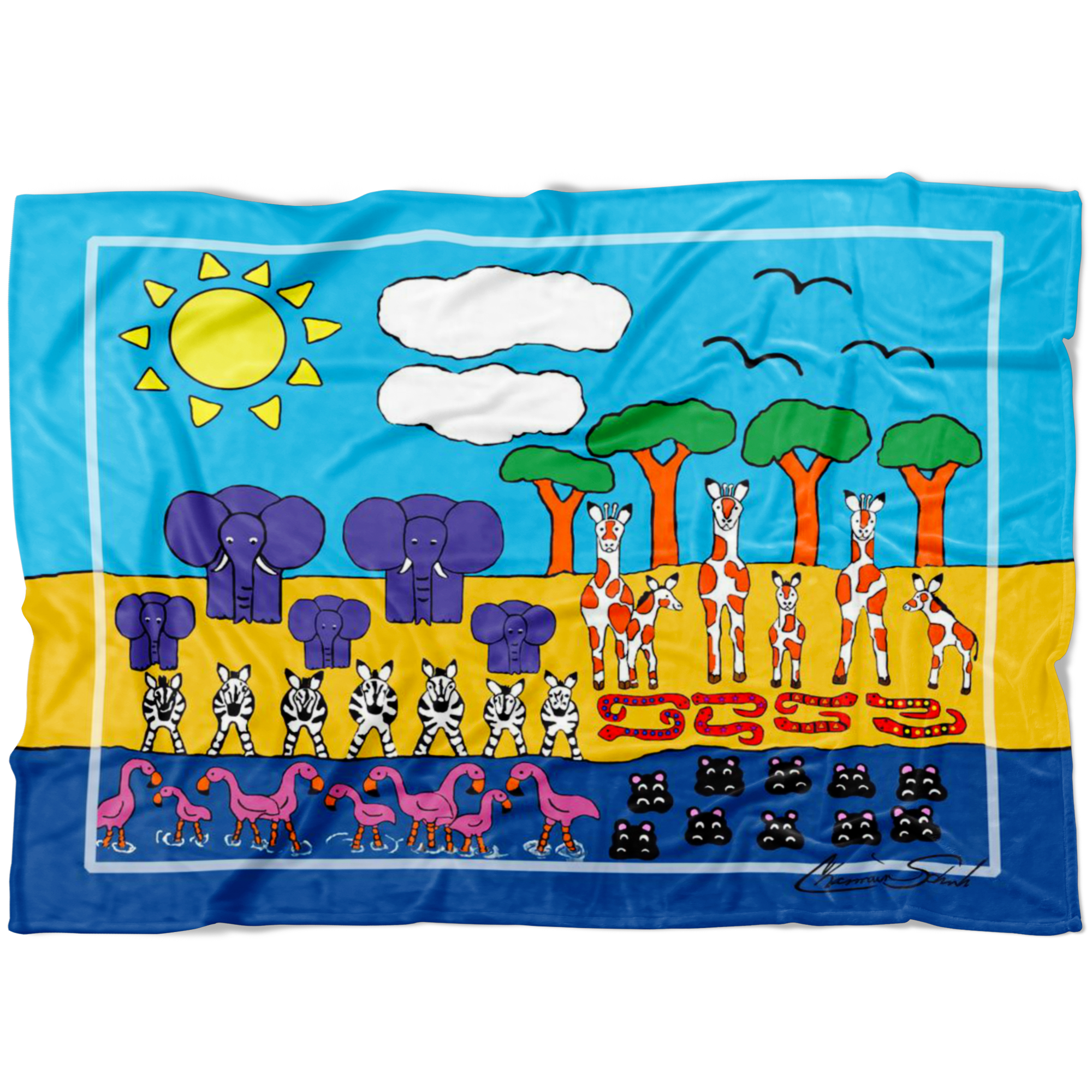 Children's Counting Fleece Blanket | Safari Fun