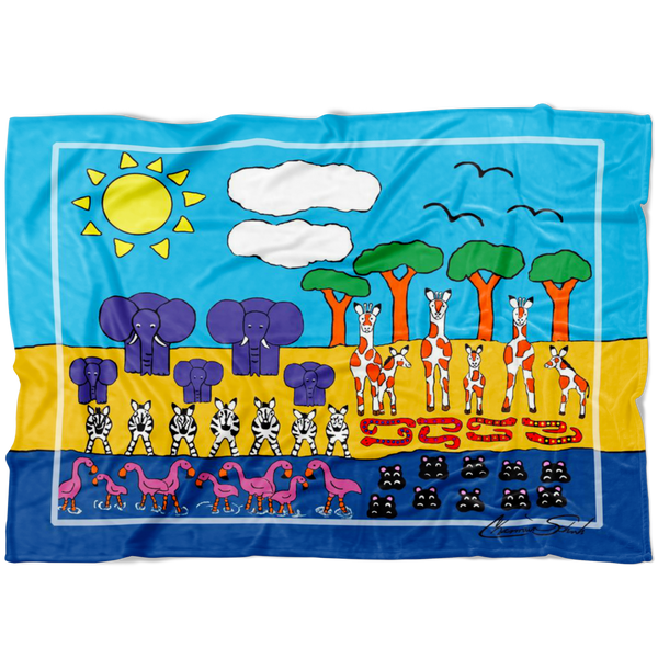 Children's Counting Fleece Blanket | Safari Fun